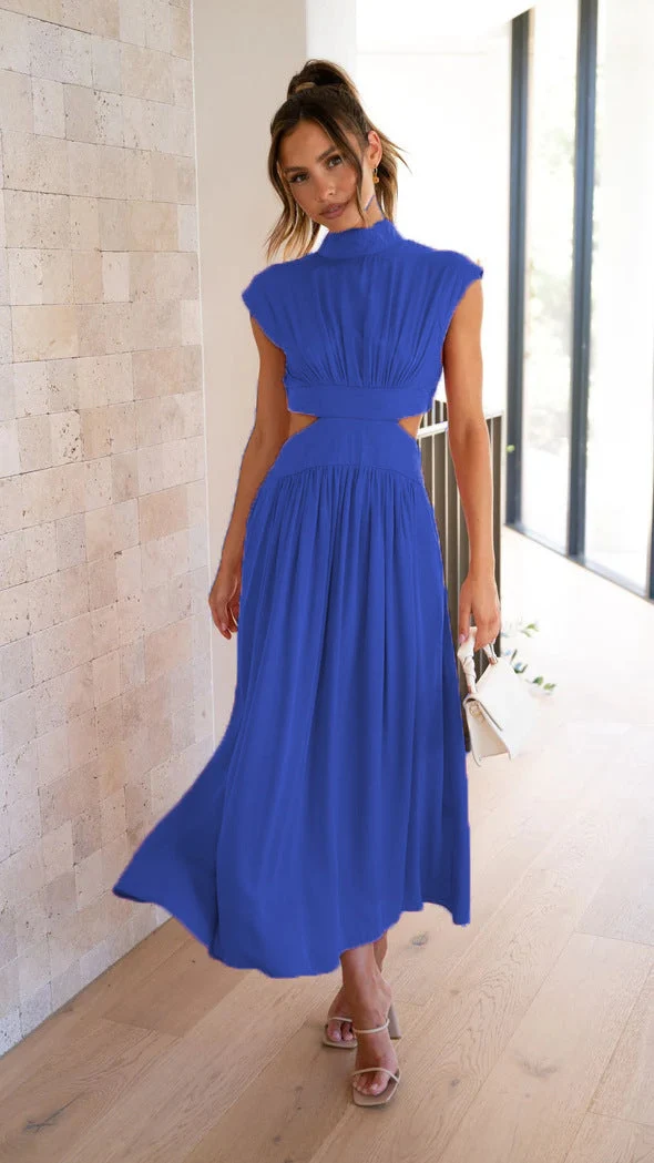 Damen Maxikleid mit kreativem Schnitt und tailliertem Design