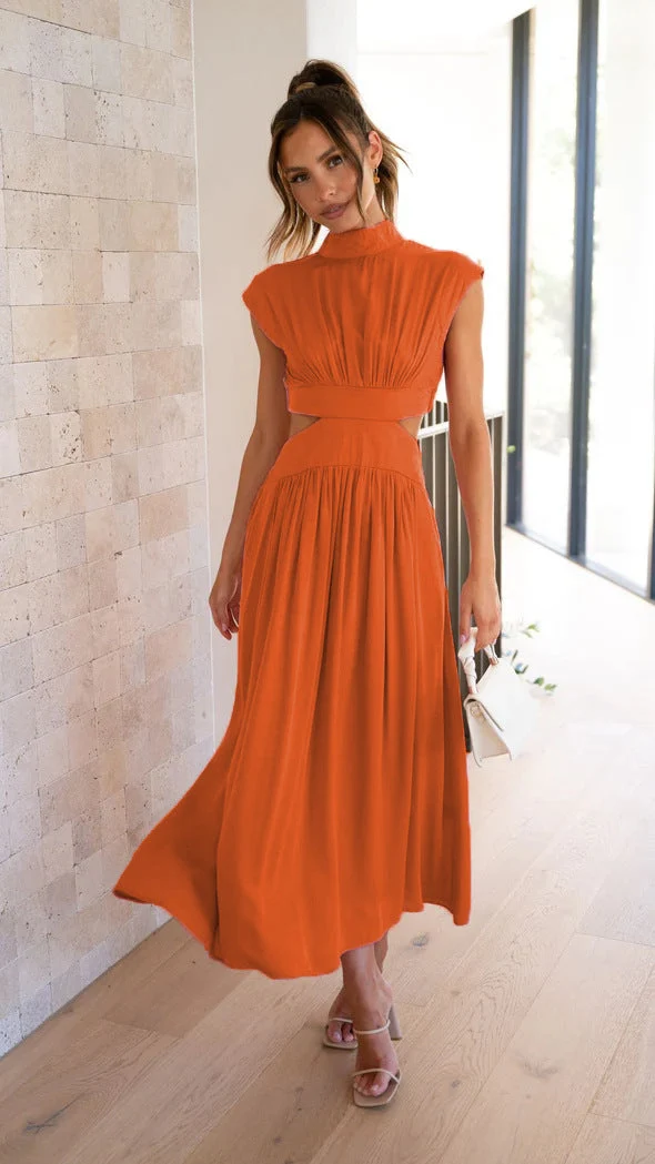 Damen Maxikleid mit kreativem Schnitt und tailliertem Design