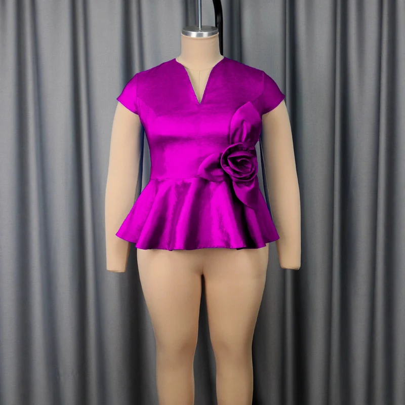 Damen elegantes Peplum-Oberteil mit floralem Detail Nord Taschen