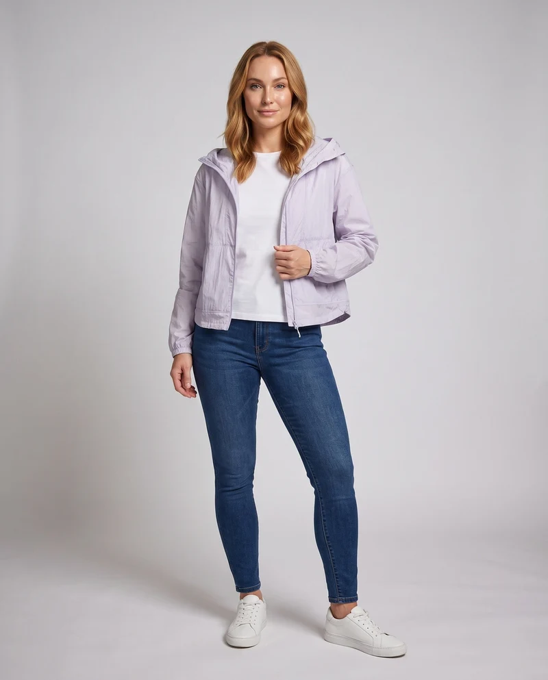 Damen nan ultraleichte packbare Windbreakerjacke mit Kapuze und Netzfutter Nord Taschen
