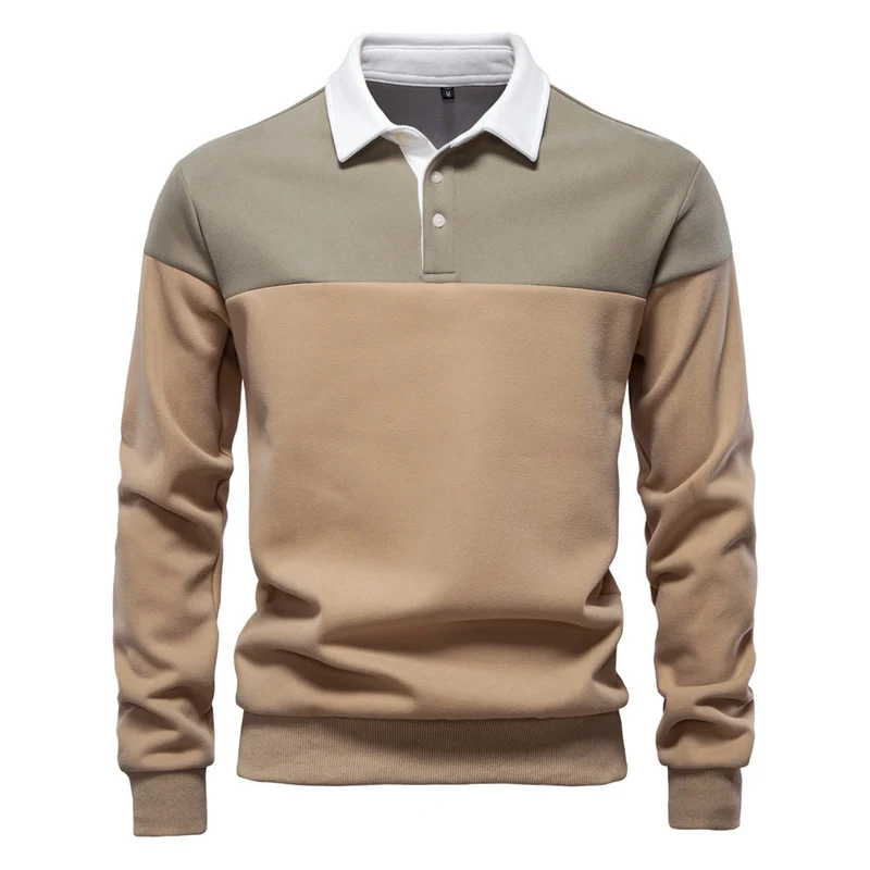 Herren Langarm Poloshirt mit modernen Farbapplikationen und hochwertigem Stoff