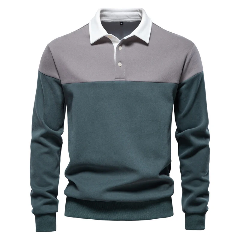 Herren Langarm Poloshirt mit modernen Farbapplikationen und hochwertigem Stoff