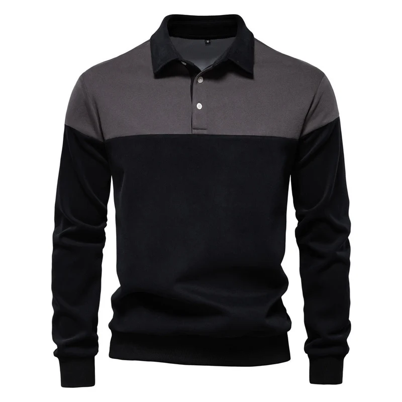 Herren Langarm Poloshirt mit modernen Farbapplikationen und hochwertigem Stoff