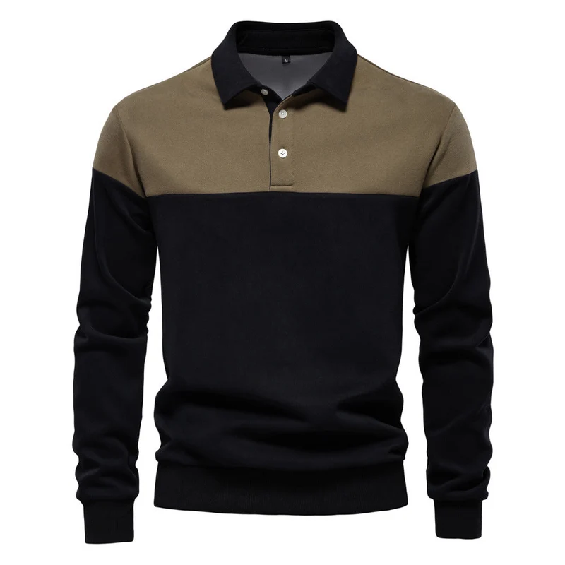 Herren Langarm Poloshirt mit modernen Farbapplikationen und hochwertigem Stoff