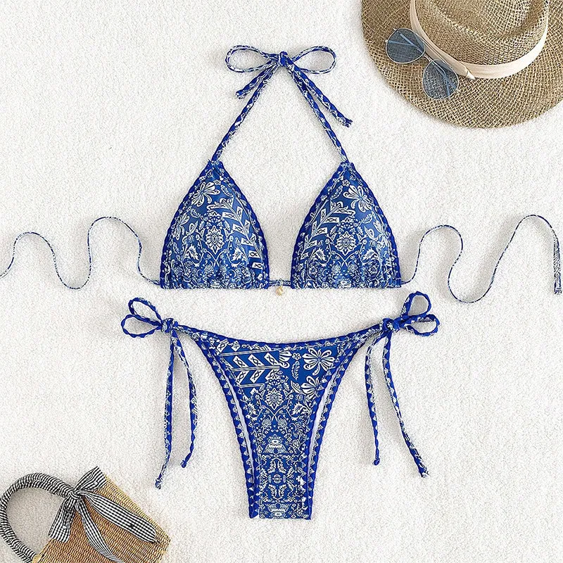 Damen Triangel-Bikini mit floralem Muster Nord Taschen