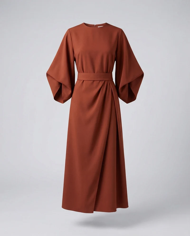 Damen Architektonische Kimonoärmel Maxikleid