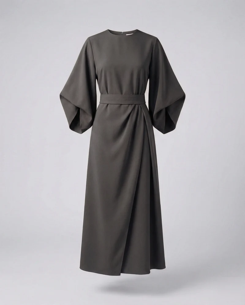 Damen Architektonische Kimonoärmel Maxikleid