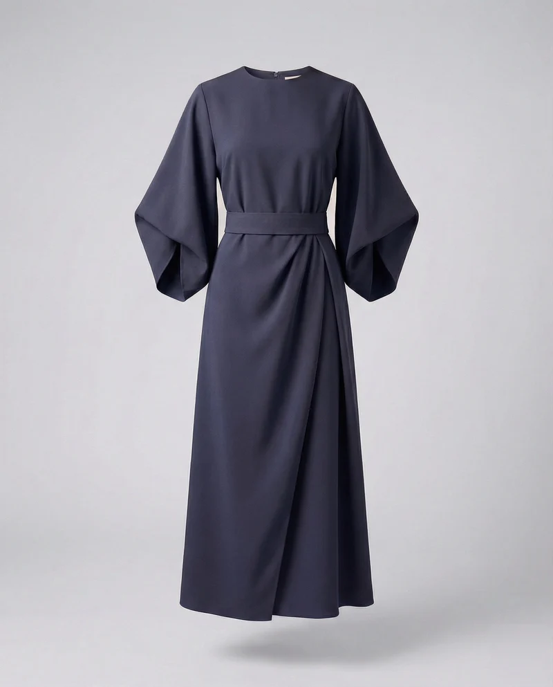 Damen Architektonische Kimonoärmel Maxikleid