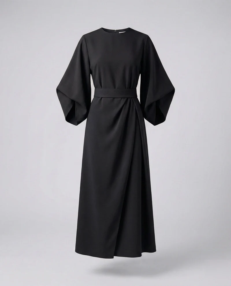 Damen Architektonische Kimonoärmel Maxikleid