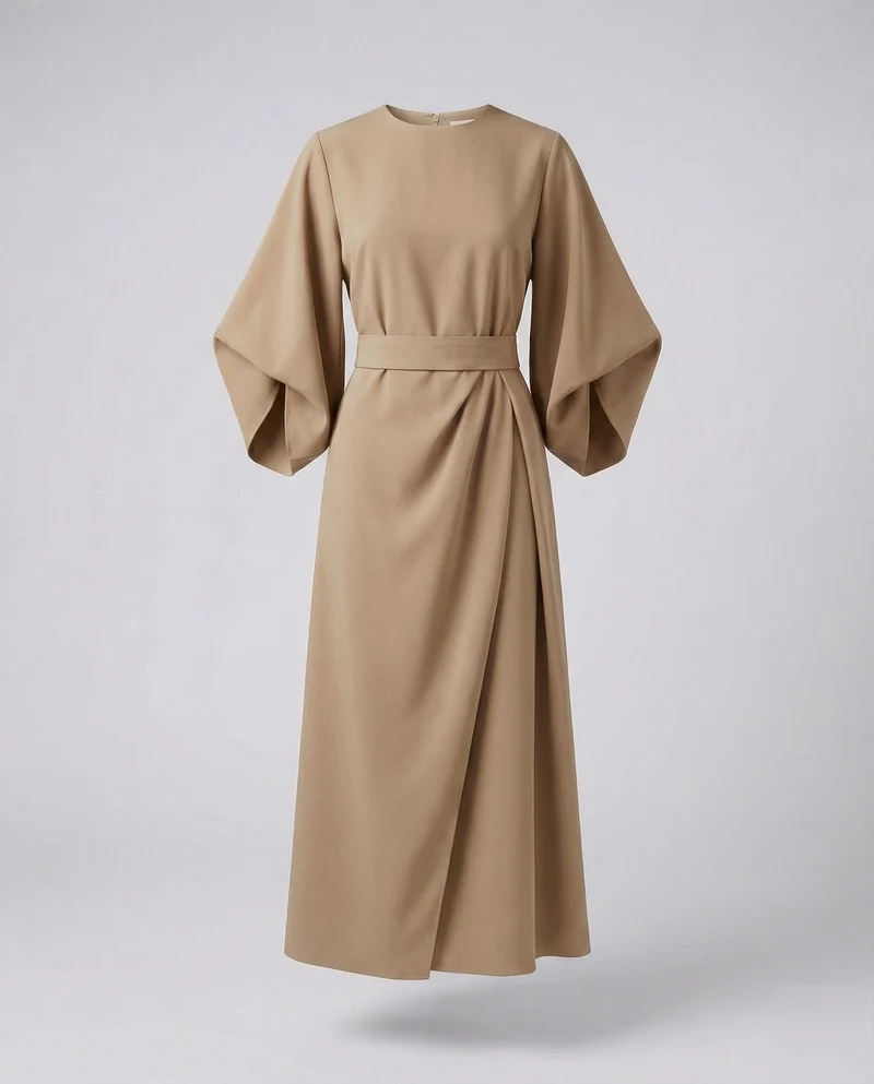 Damen Architektonische Kimonoärmel Maxikleid