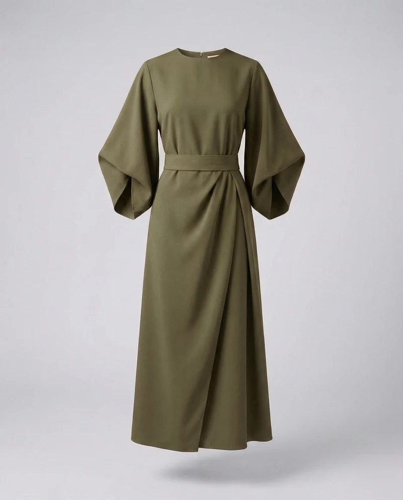 Damen Architektonische Kimonoärmel Maxikleid