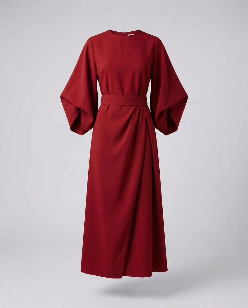 Damen Architektonische Kimonoärmel Maxikleid