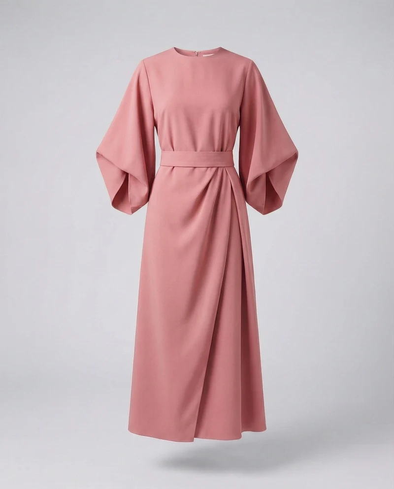 Damen Architektonische Kimonoärmel Maxikleid