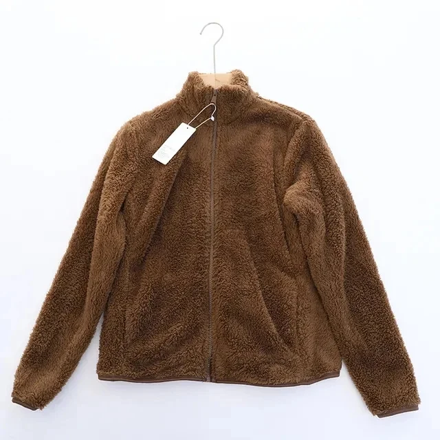 Weiche Sherpa Zip Up Hohe Kragenjacke, Fleeceweste