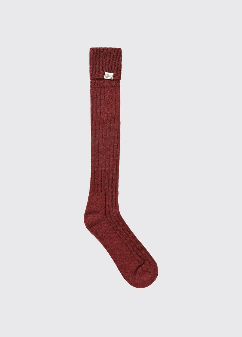 Alpaka knielange Socken - Malbec