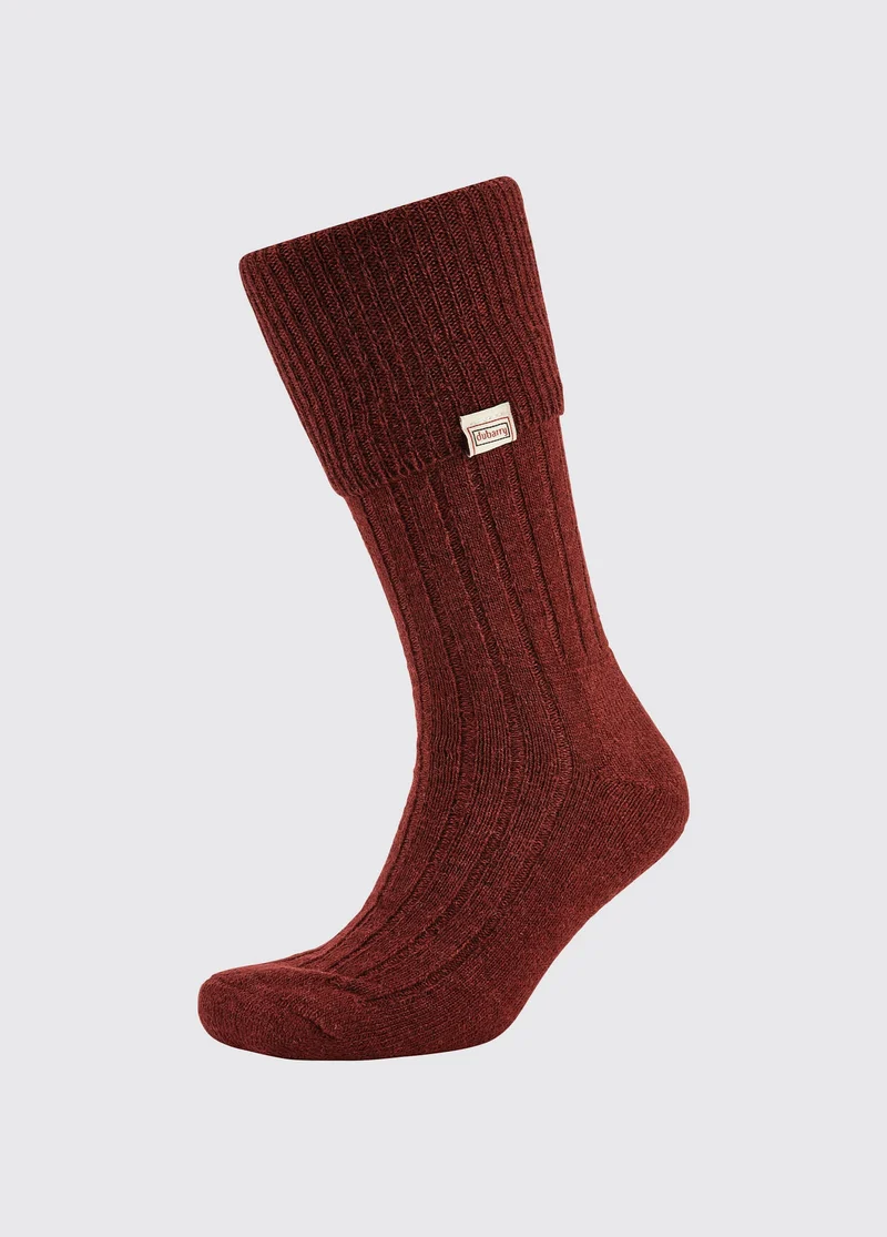 Alpaka knielange Socken - Malbec