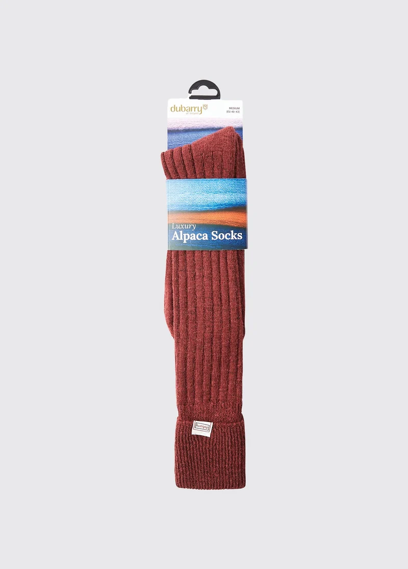 Alpaka knielange Socken - Malbec