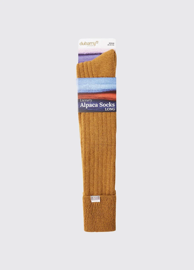 Alpaka knielange Socken - Mustard