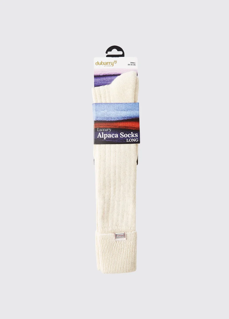 Alpaka knielange Socken - Cream