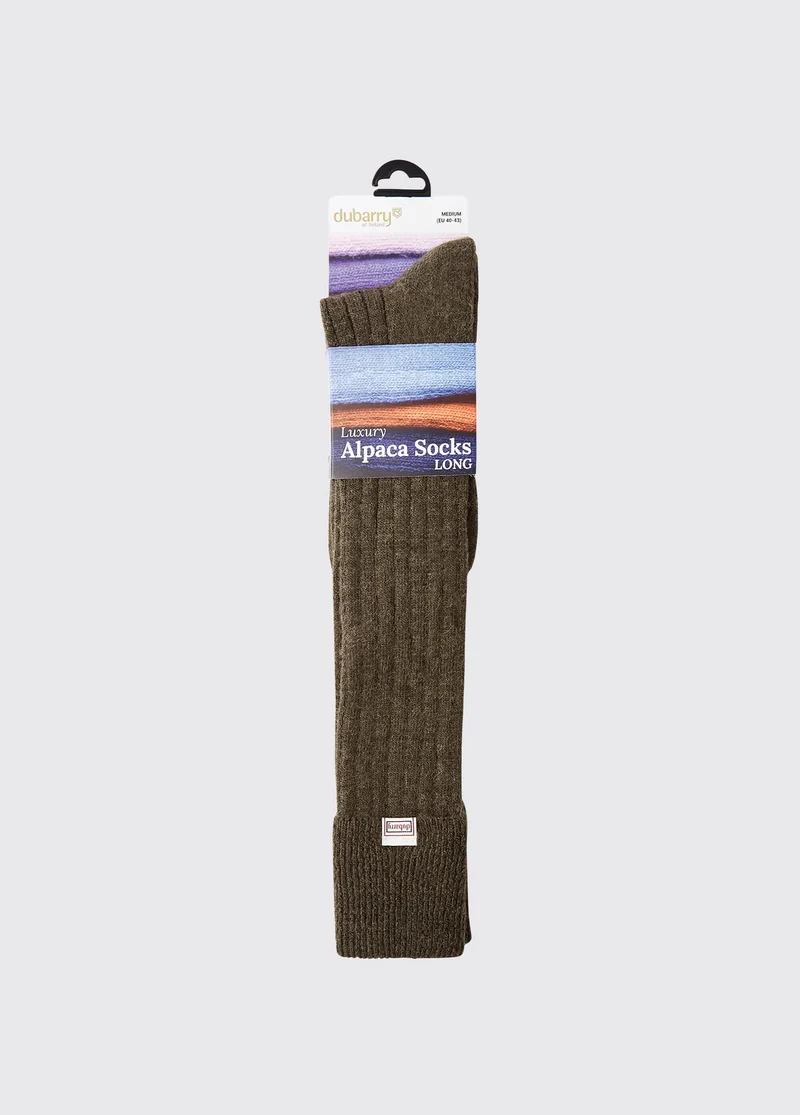 Alpaka knielange Socken - Olive