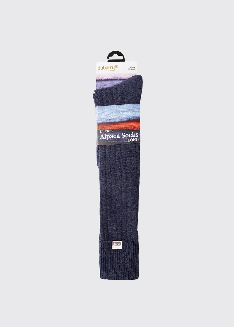 Alpaka knielange Socken - Navy