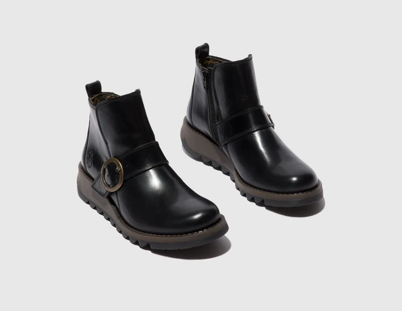 Fly London Damen SIAS812FLY Lederstiefelette - Schwarz