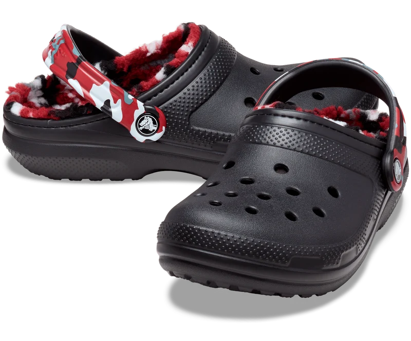 Crocs Unisex Classic Lined Camo Clog – Schwarz / Rot