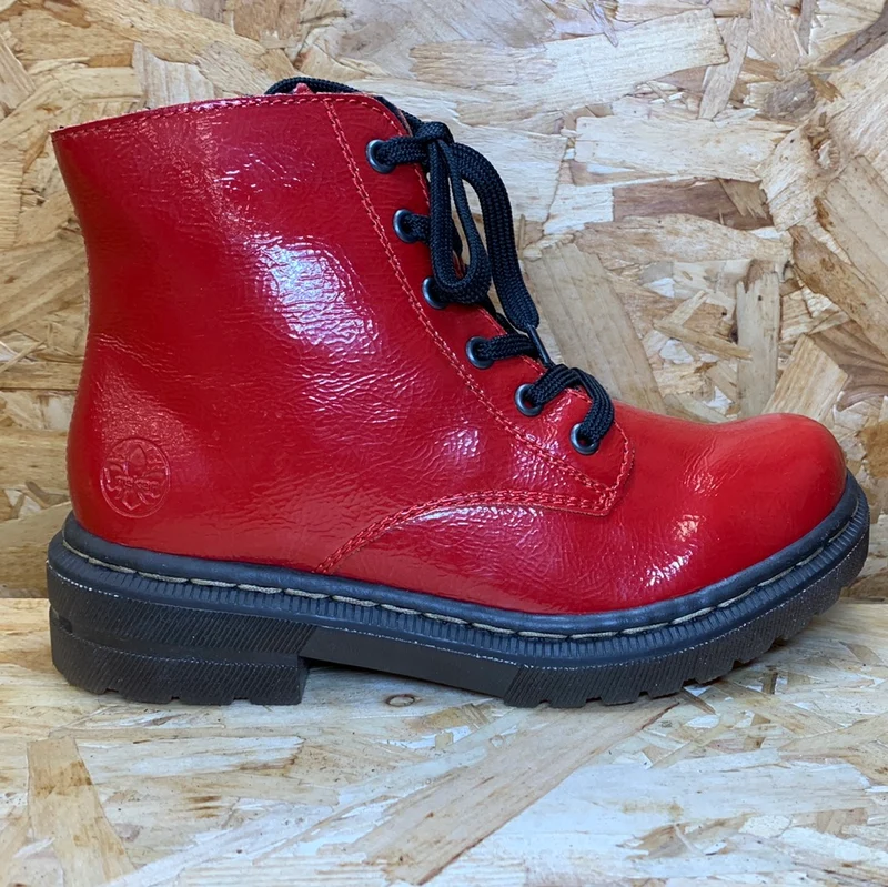 Rieker Damenmode-Stiefelette – Rot glänzend