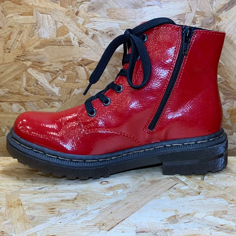 Rieker Damenmode-Stiefelette – Rot glänzend
