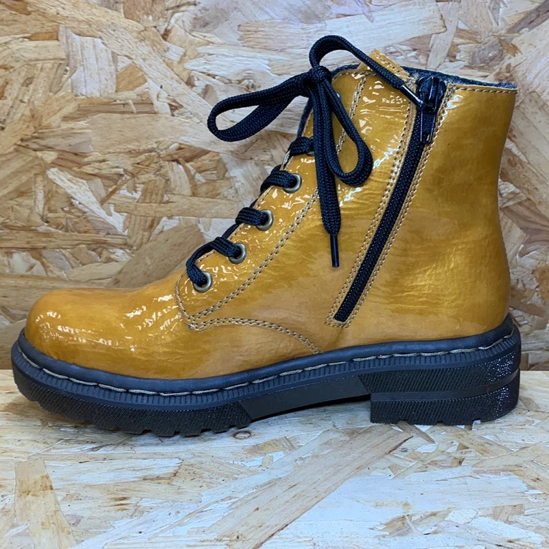 Rieker Damenmode-Stiefelette – Senfglänzend