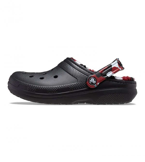 Crocs Klassisch gefütterter Camo-Clog für Kinder – Schwarz