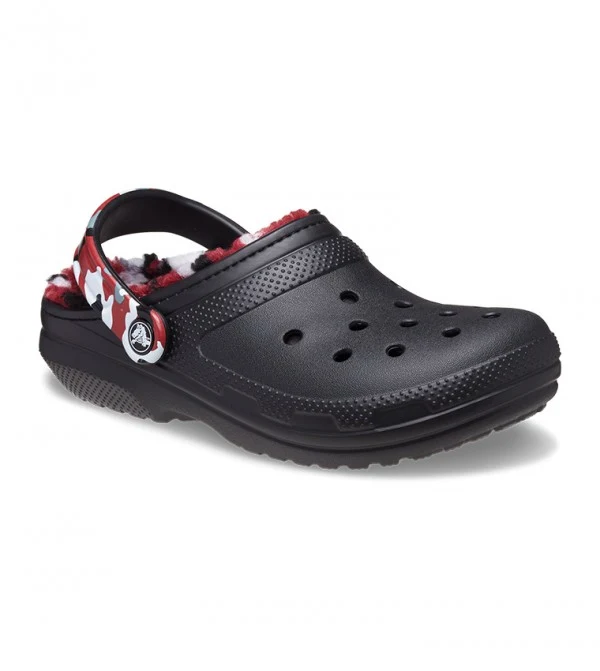 Crocs Klassisch gefütterter Camo-Clog für Kinder – Schwarz