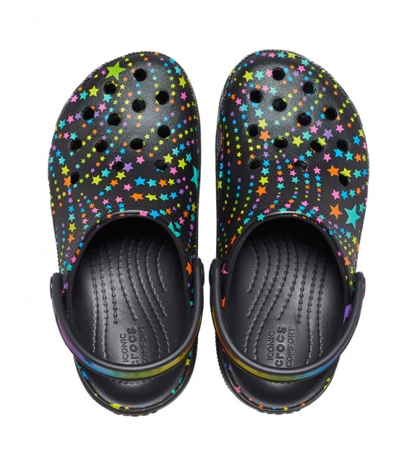 Crocs Klassisch gefütterter Disco-Party-Clog für Kinder – Schwarz