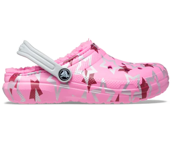 Crocs Klassisch gefütterter Disco-Party-Clog für Kinder – Taffy Pink