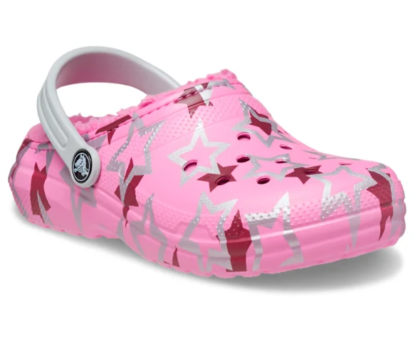 Crocs Klassisch gefütterter Disco-Party-Clog für Kinder – Taffy Pink