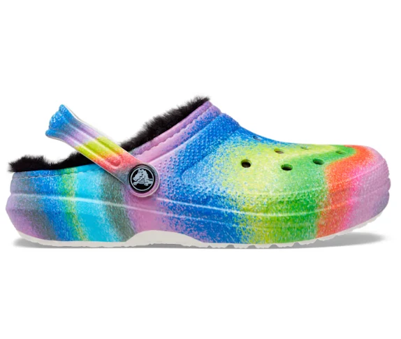 Crocs Klassischer, gefütterter Spray-Dye-Clog für Kinder – Weiß