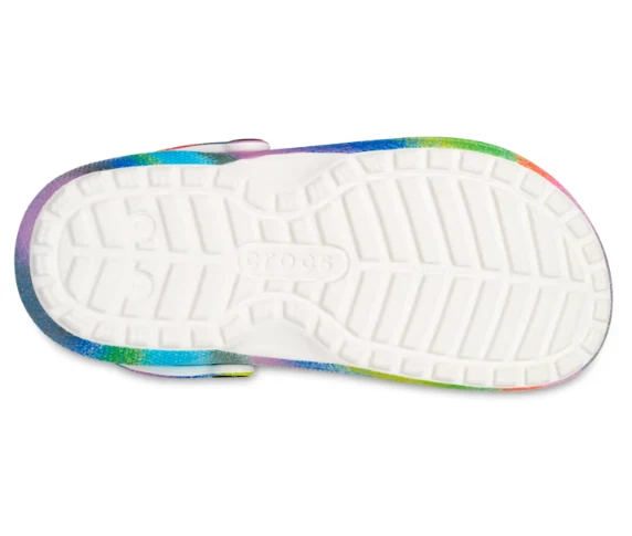 Crocs Klassischer, gefütterter Spray-Dye-Clog für Kinder – Weiß