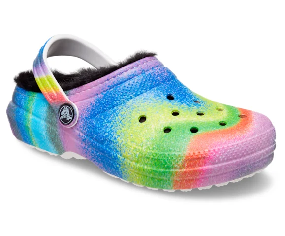 Crocs Klassischer, gefütterter Spray-Dye-Clog für Kinder – Weiß