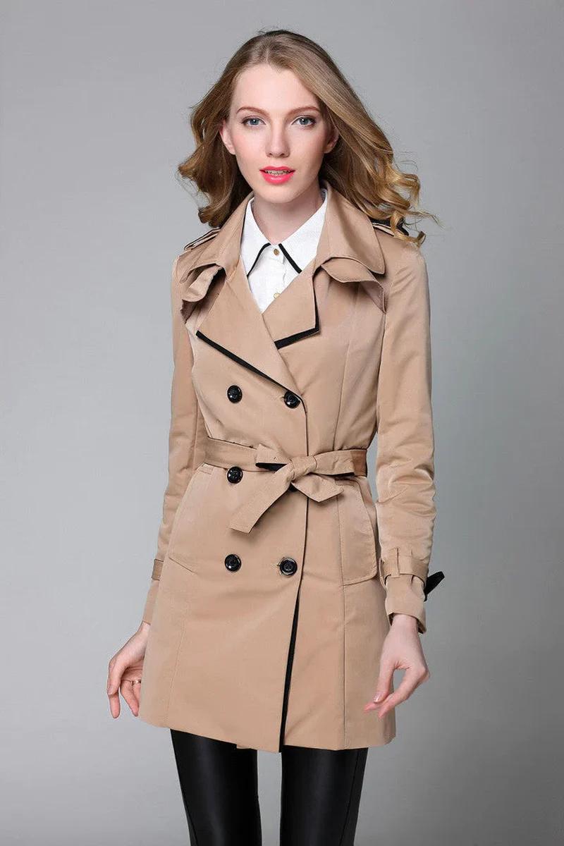 Spring and Autumn New Fashion Women'S Long Double-Breasted Color Trench Coat Version Slimming Slim Coat a Hair