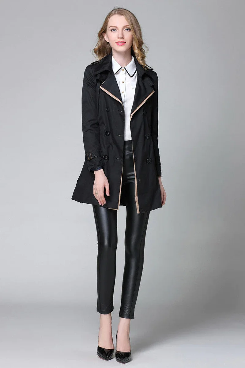 Spring and Autumn New Fashion Women'S Long Double-Breasted Color Trench Coat Version Slimming Slim Coat a Hair