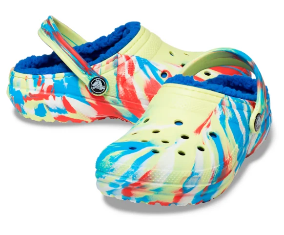 Crocs Klassisch gefütterter marmorierter Kinder-Clog – Schwefel