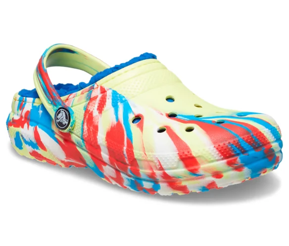 Crocs Klassisch gefütterter marmorierter Kinder-Clog – Schwefel