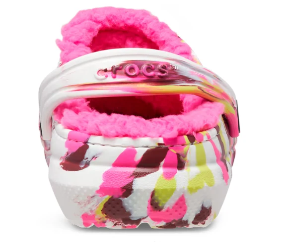 Crocs Klassisch gefütterter marmorierter Kinder-Clog – Electric Pink