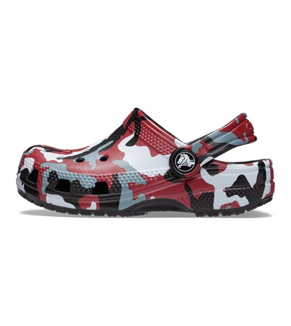 Crocs Klassischer Camo-Clog für Kinder – Schwarz / Rot