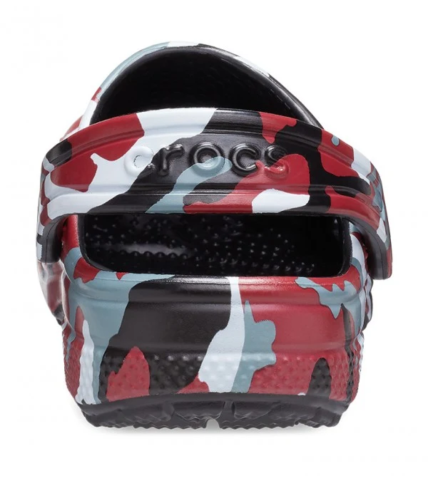 Crocs Klassischer Camo-Clog für Kinder – Schwarz / Rot