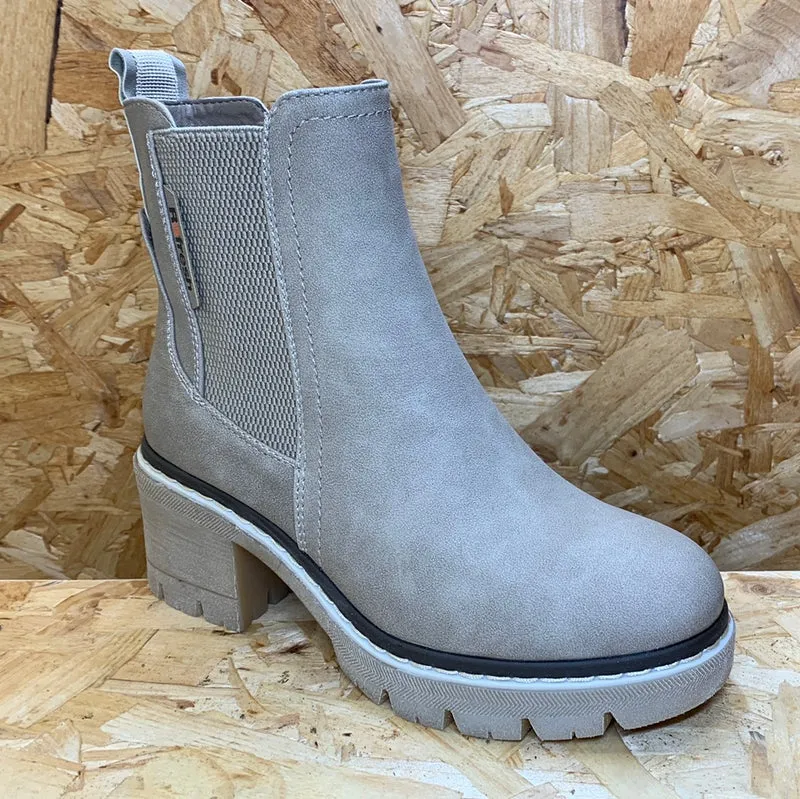 Refresh Modische Damen-Stiefelette mit Absatz – Beige