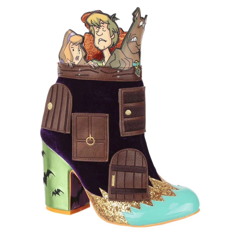 Irregular Choice Frauen Scooby Doo Creepy Corridor Stiefelette mit Absatz – Grün/Braun
