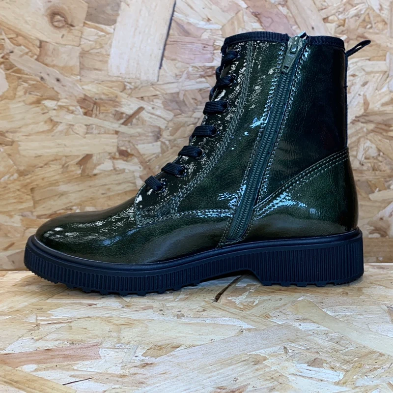 S. Oliver Damen Fashion Patent Ankle Boot – Grün