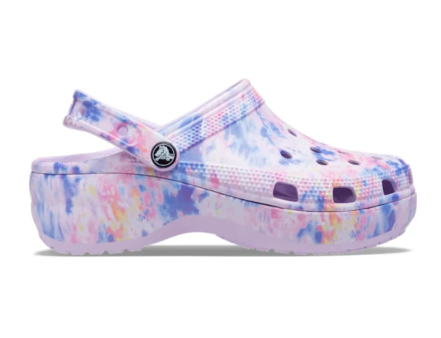Crocs Unisex Classic Platform Tie Dye Graphic Clog – Lavendel / Multi