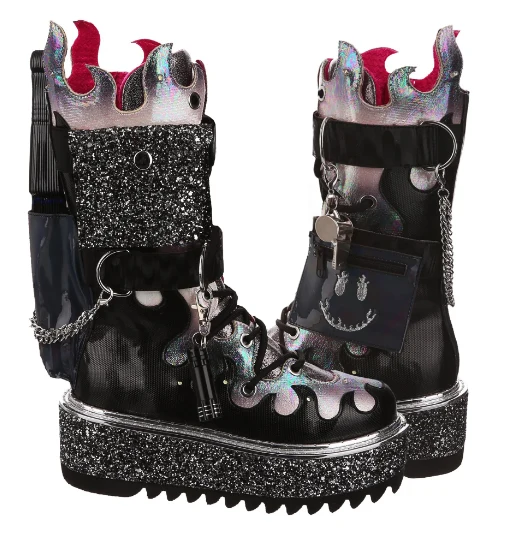 Irregular Choice x Tibbs & Bones Damen Super Hot Boot - Schwarz